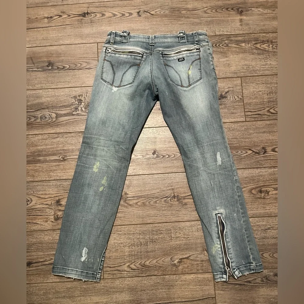 Luxury miss sixty y2k double zip paint jeans size 29